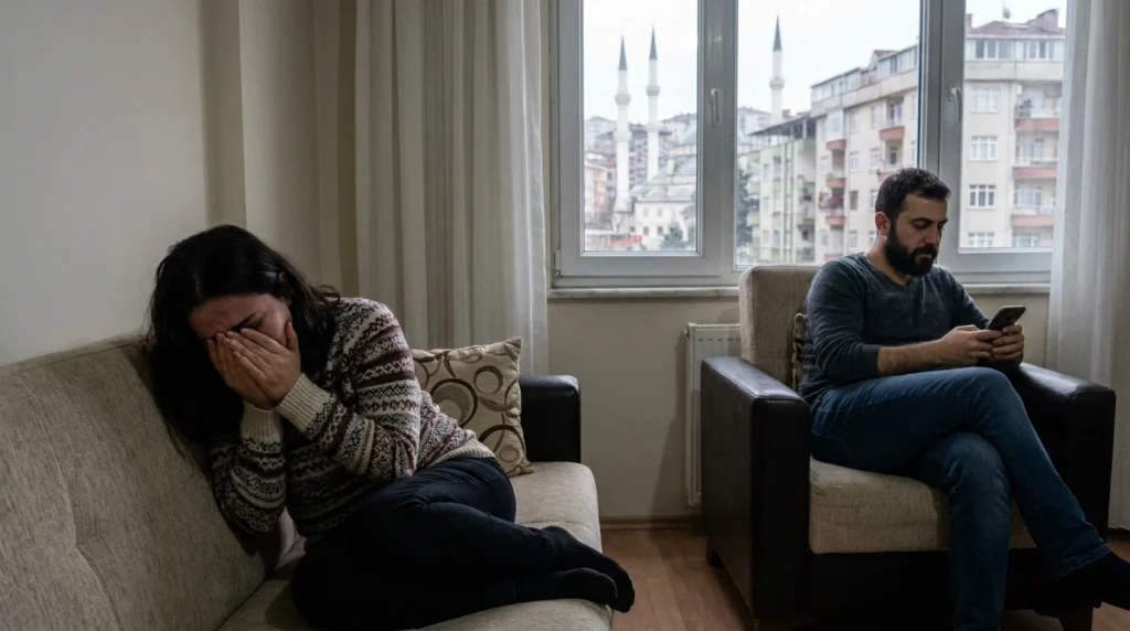 Sevgisizlik ve ilgisizlik sebebiyle boşanmayı anlatan, birbirinden duygusal olarak uzaklaşmış evli çiftin kurumsal temsili