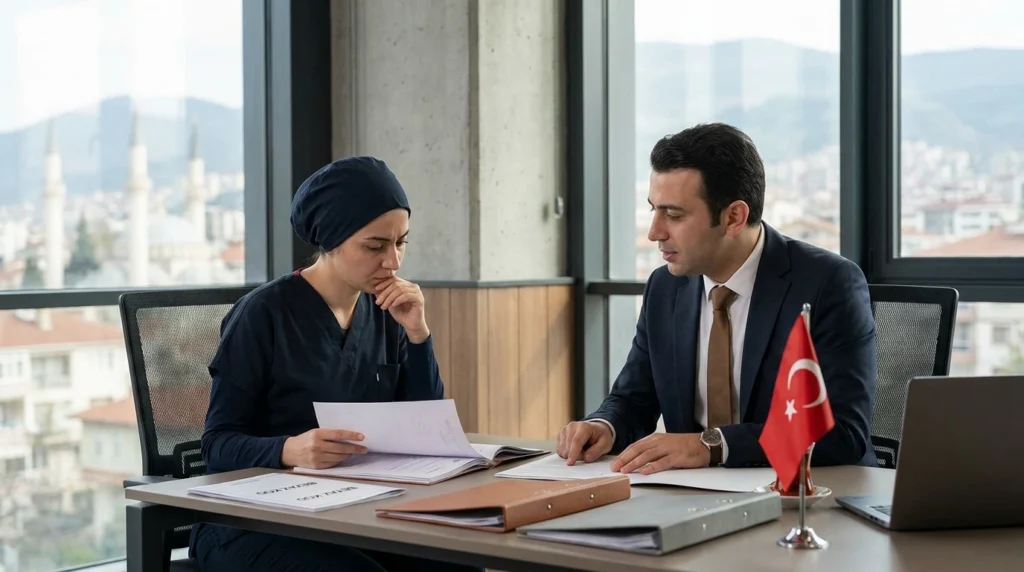 Beyaz Kod dosyasında şikâyetten vazgeçmenin sonuçlarını avukatıyla değerlendiren sağlık çalışanı