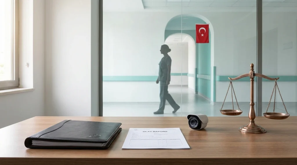 Sağlık çalışanına şiddet nedeniyle manevi tazminat davasını temsil eden hastane ve hukuk dosyası